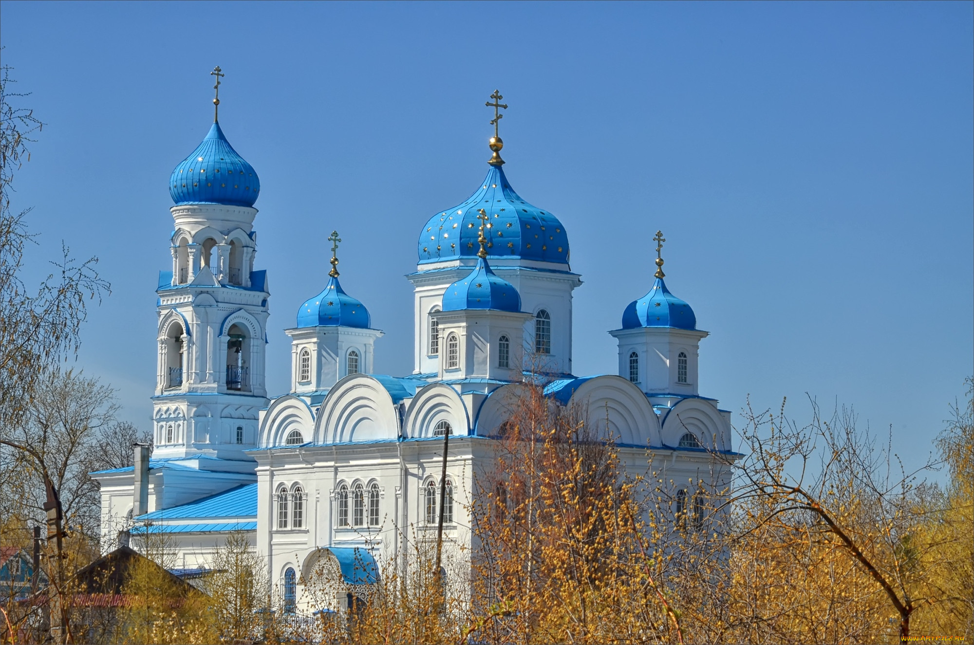 Церковь с синими куполами фото